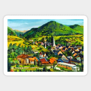 Village in the mountains Sticker